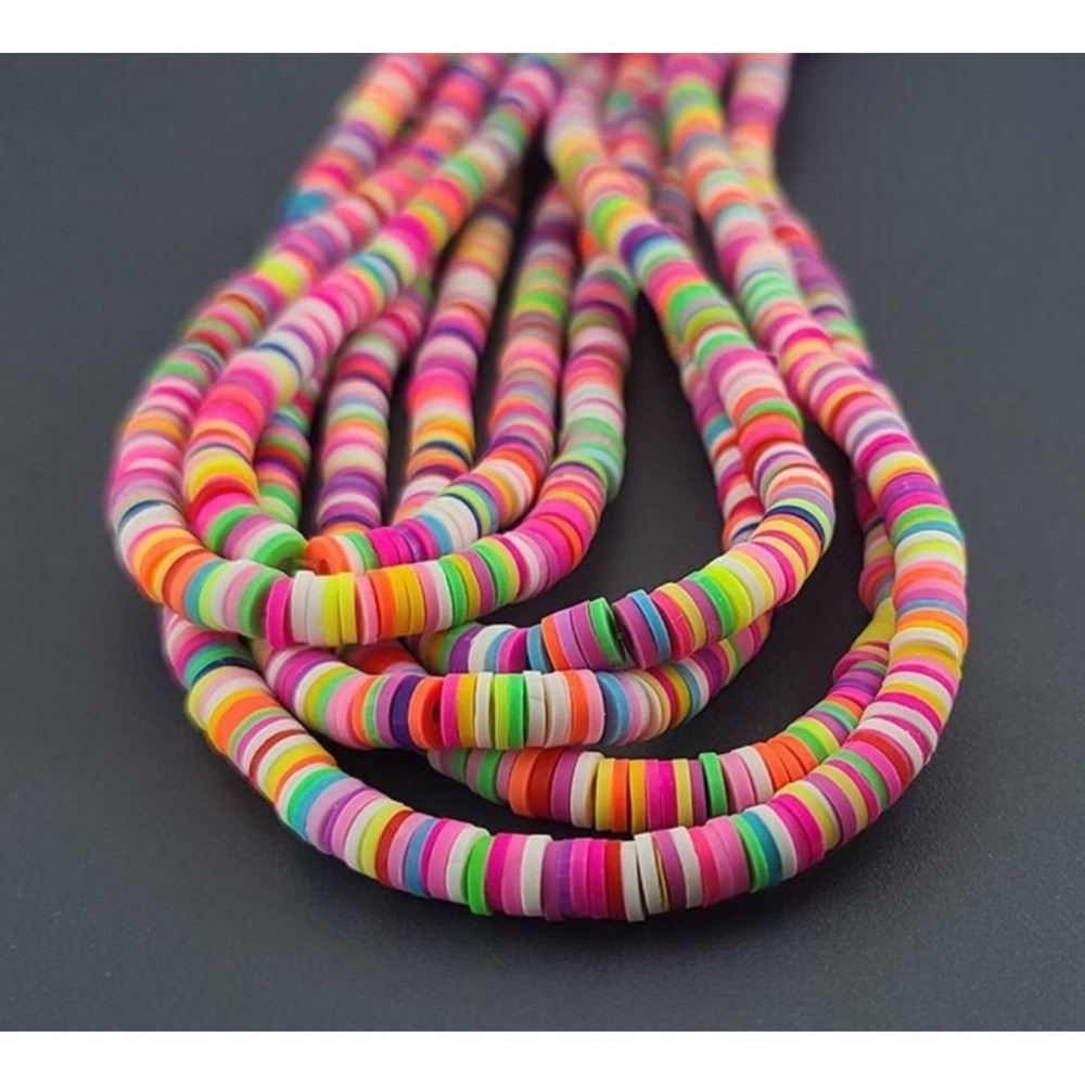 3 Strands of‎ 6MM Polymer Clay Heishi Beads, bright mix